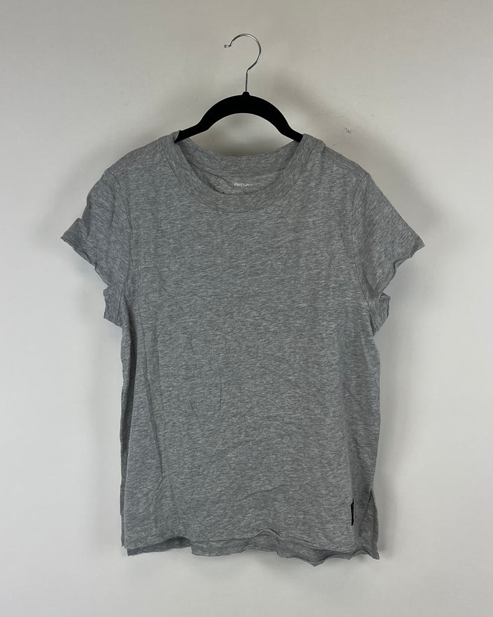 Light Gray Cap Sleeve T-Shirt With Black Logo - Small