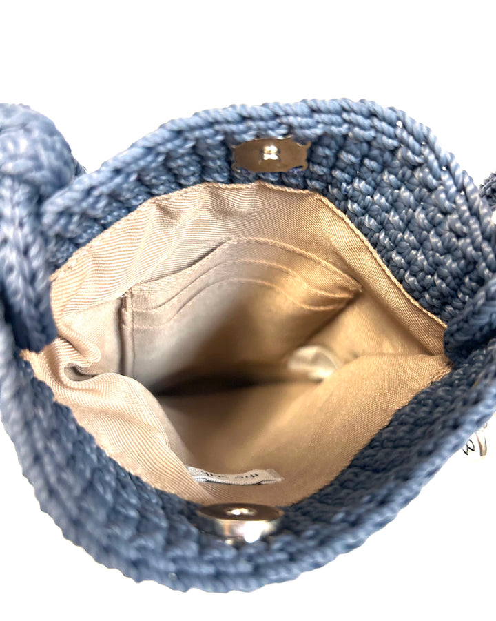Slate Blue Crochet Crossbody Mini Bag