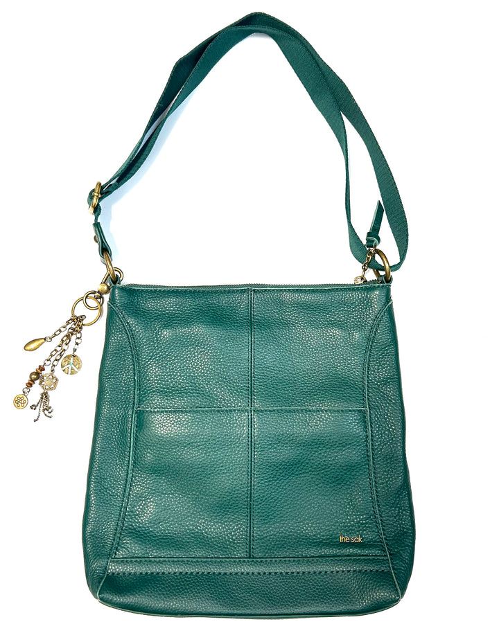 Forest Green Leather Crossbody Bag