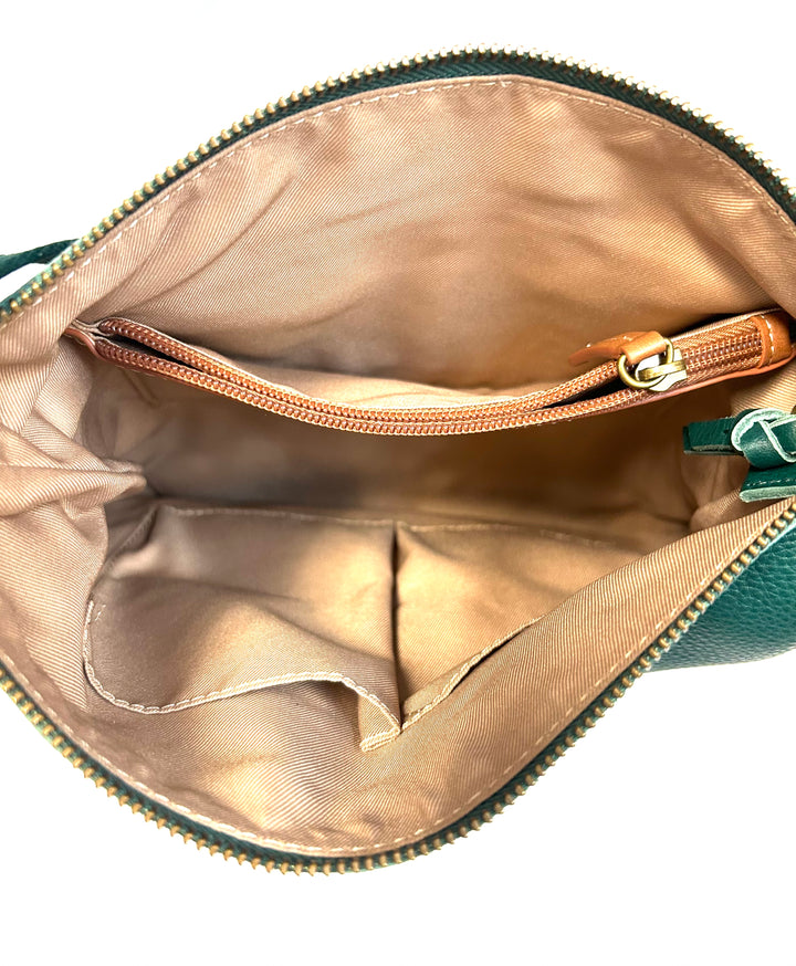 Forest Green Leather Crossbody Bag
