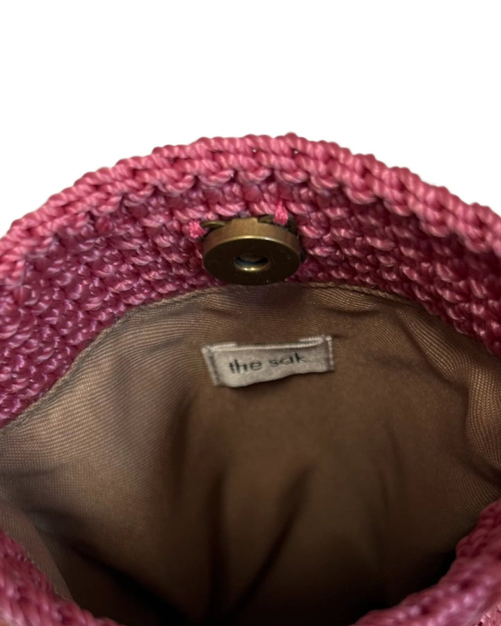 Pink Cherry Crochet Crossbody Mini Bag