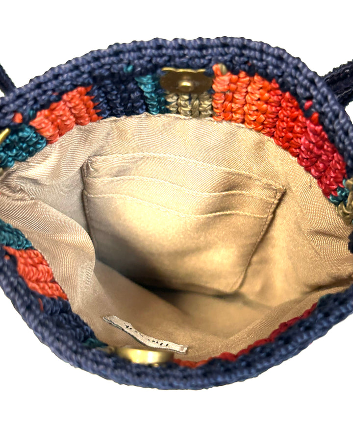 Blue Multicolor Crochet Crossbody Mini Bag