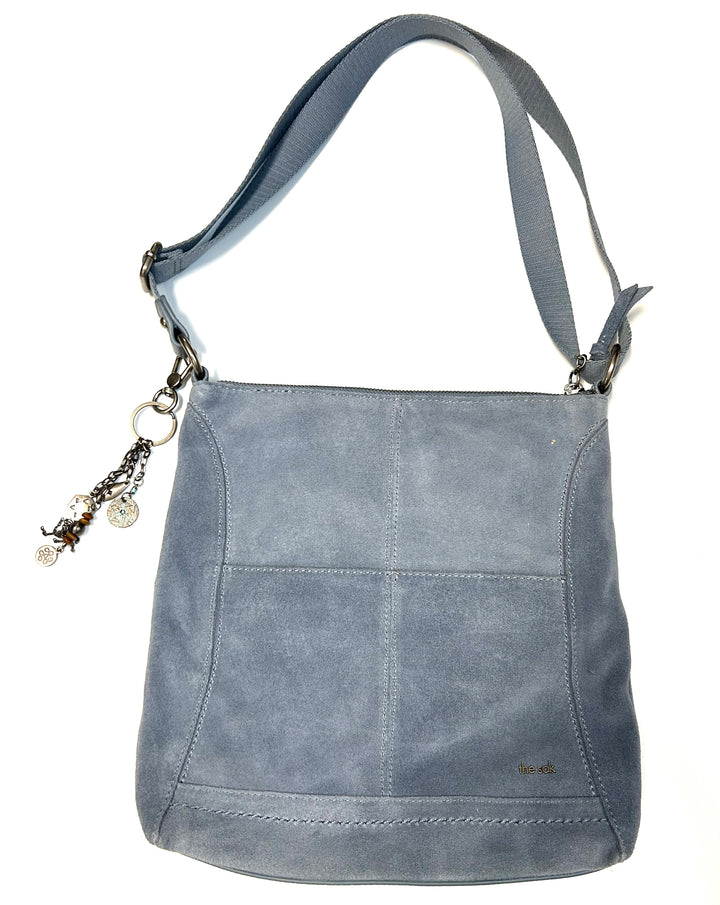 Stone Blue Suede Crossbody Bag