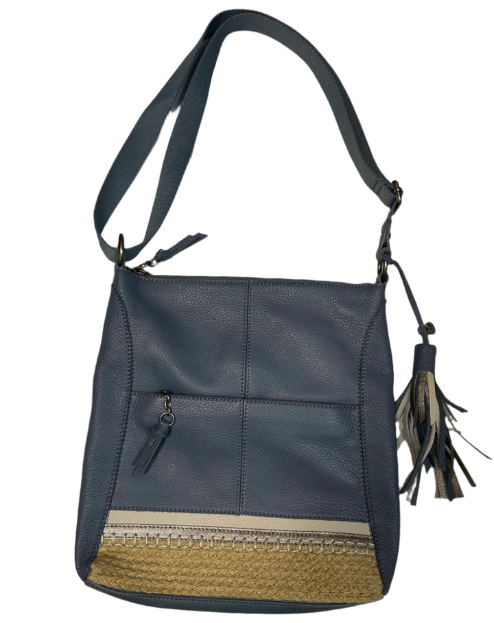 Stone Blue Leather Crossbody Bag
