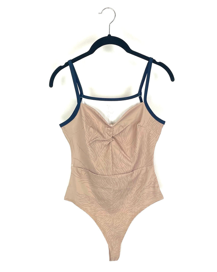 Beige and Navy Bodysuit - Size 2-4, 6, 8-10