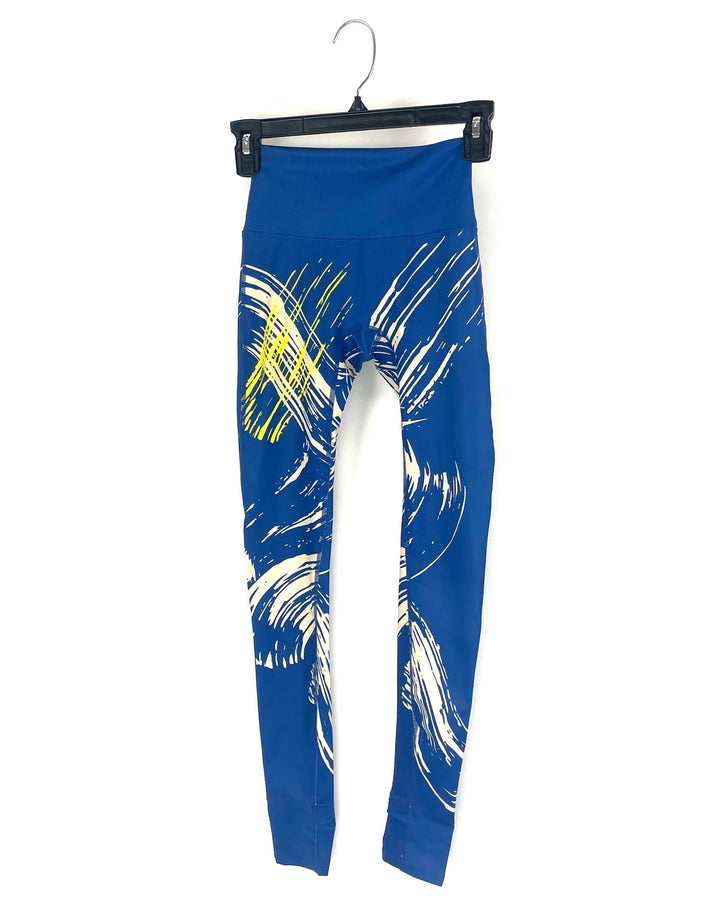 Blue Abstract Design Leggings - Size 000 and 00