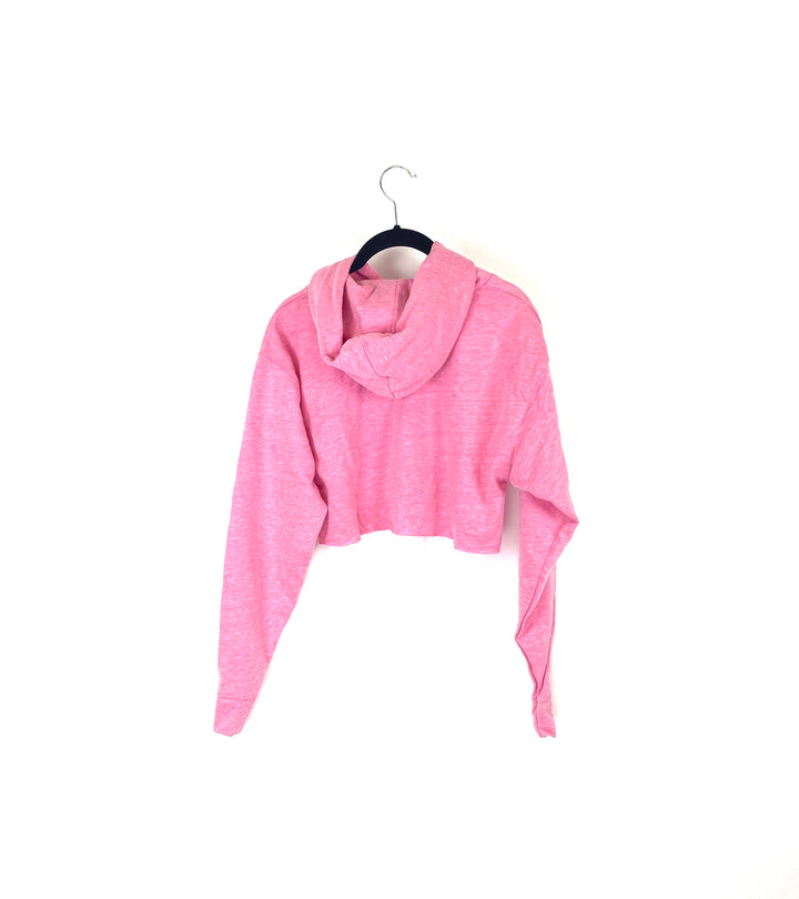 Pink Cropped Hoodie - Size 0, 2, 4, 6