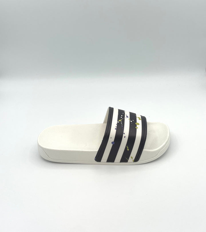 White And Black Striped Slides - Size 5, 6, 7, 8 and 9