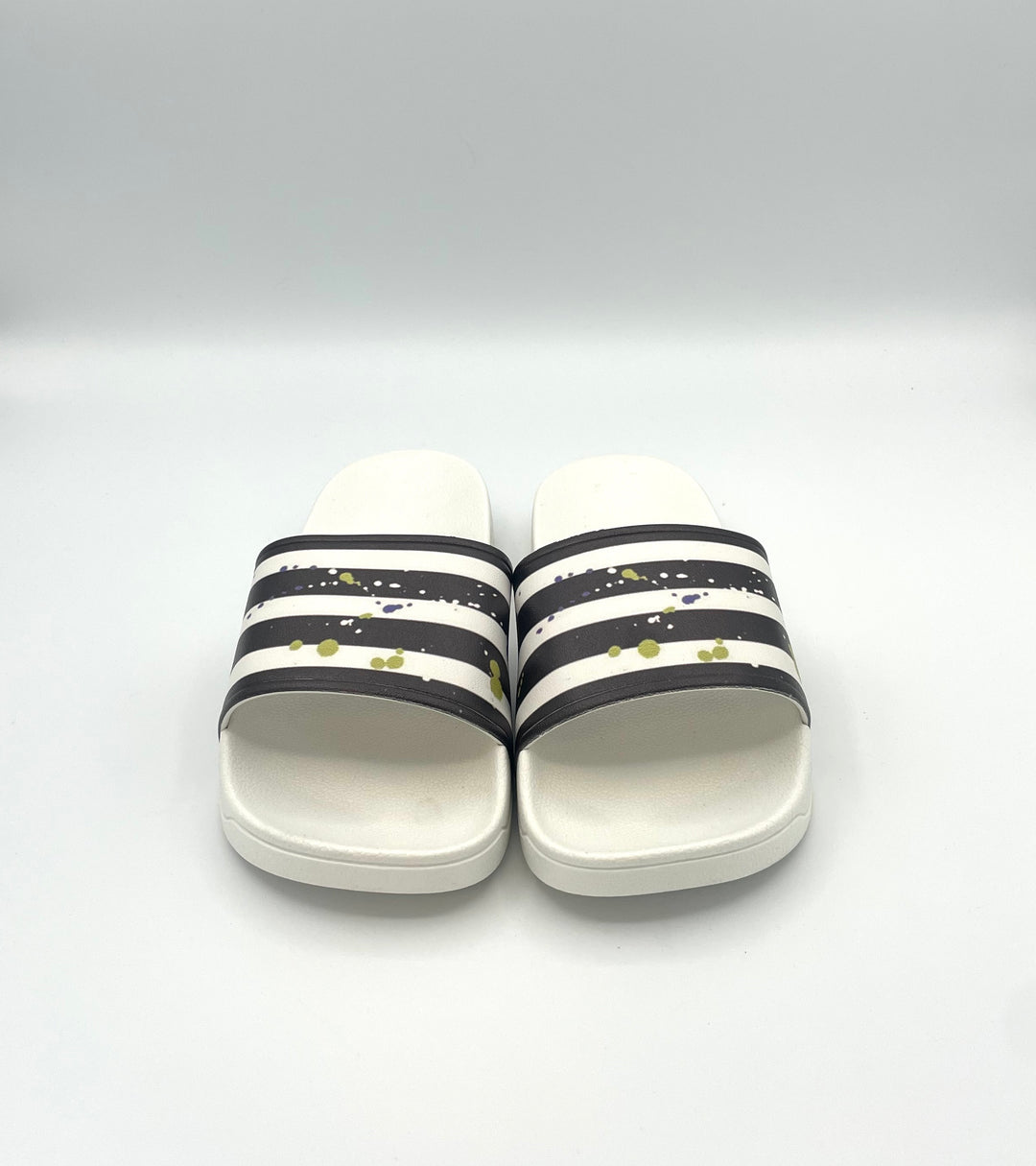 White And Black Striped Slides - Size 5, 6, 7, 8 and 9