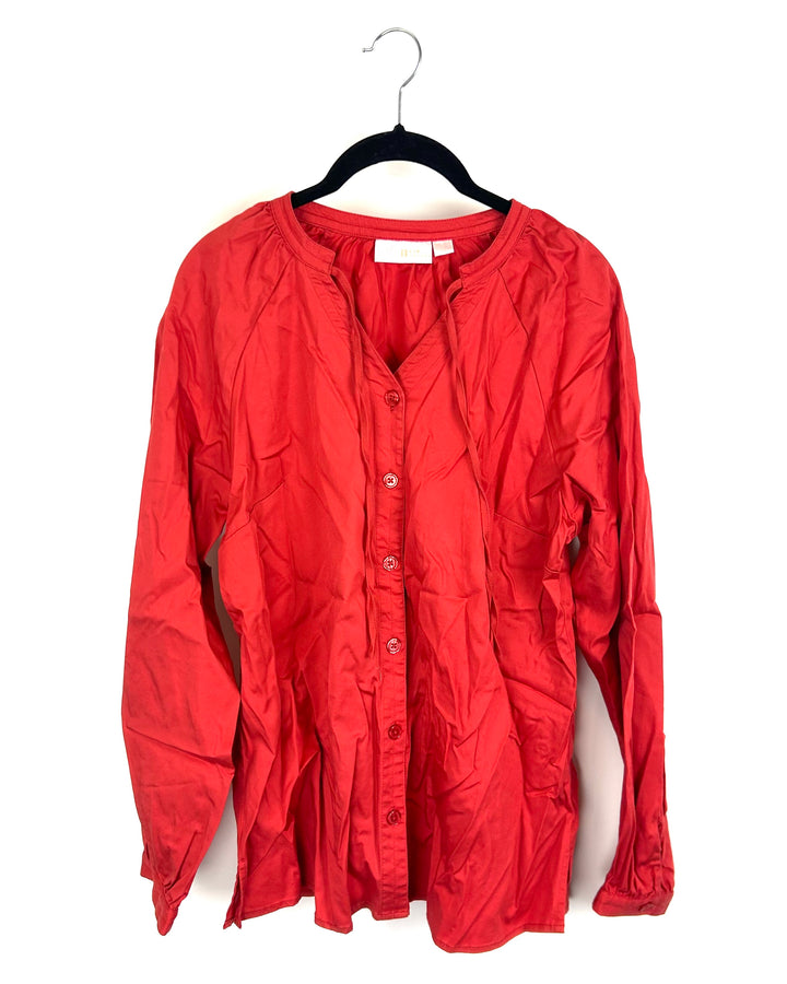 Burnt Red Long Sleeve Button Down Blouse - Size 6/8