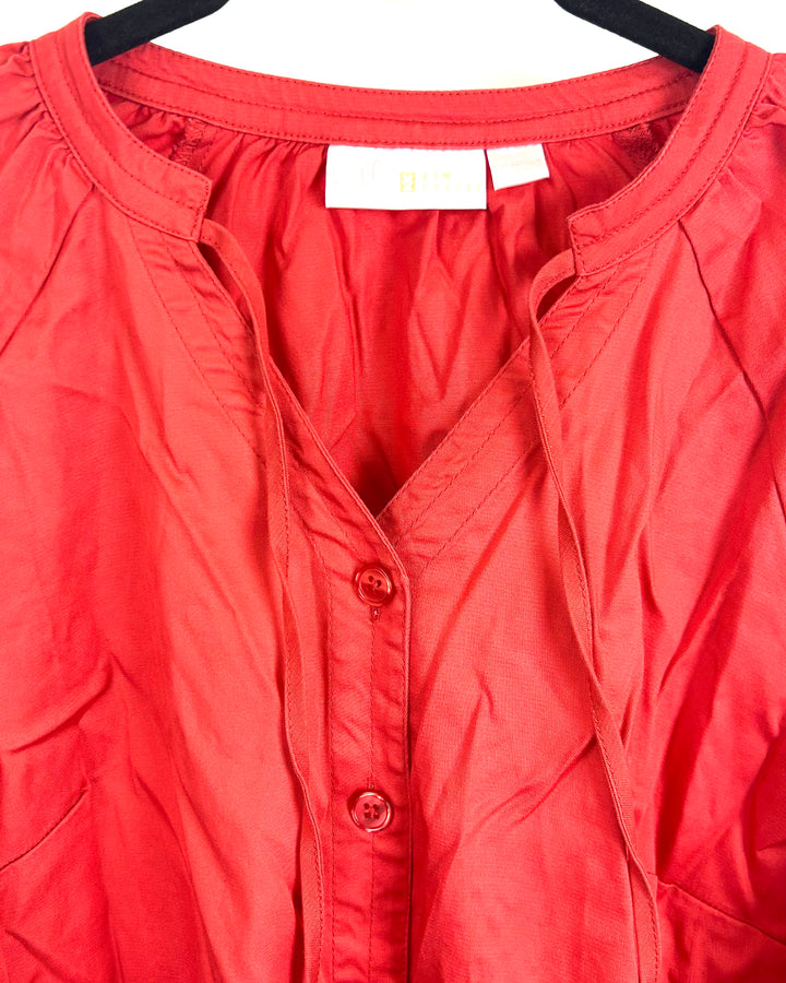 Burnt Red Long Sleeve Button Down Blouse - Size 6/8