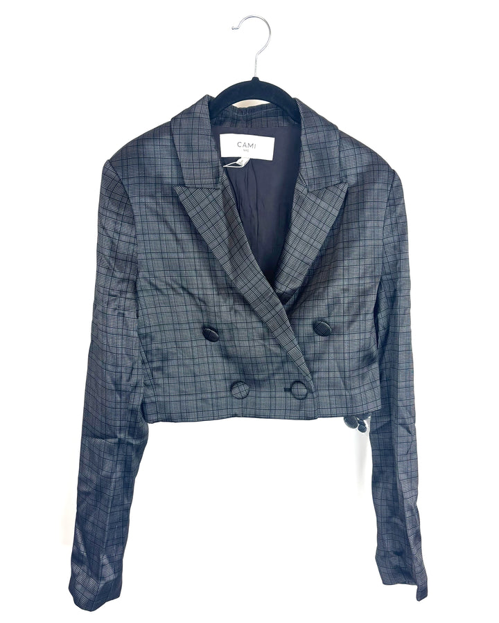 Grey Plaid Blazer Top - Size 4