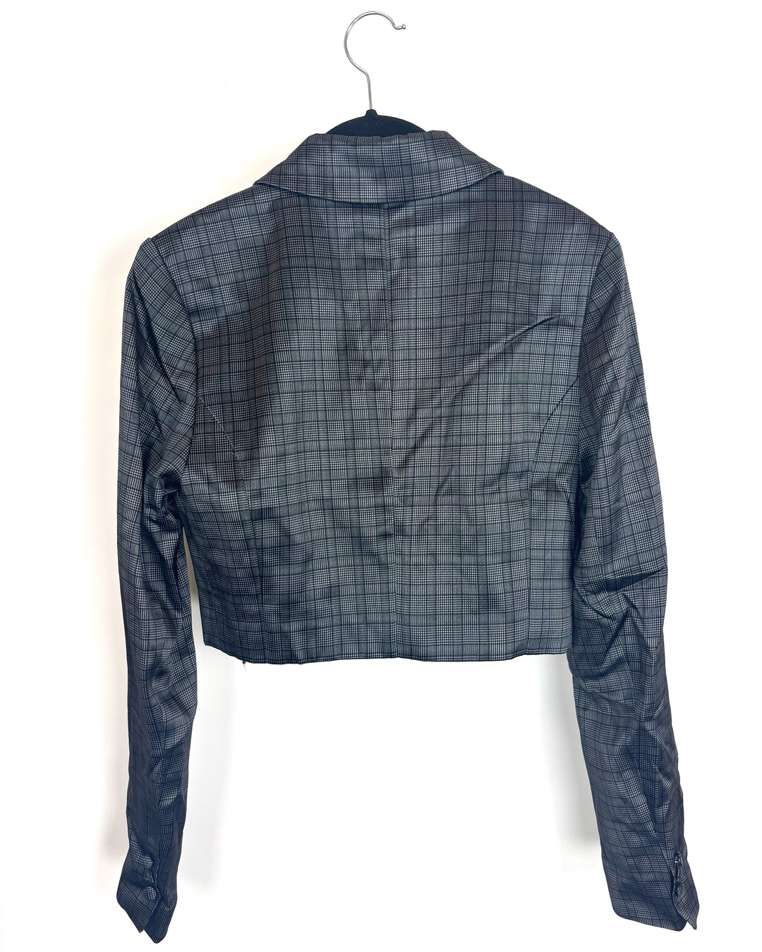 Grey Plaid Blazer Top - Size 4