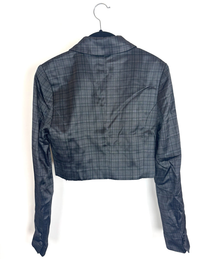 Grey Plaid Blazer Top - Size 4