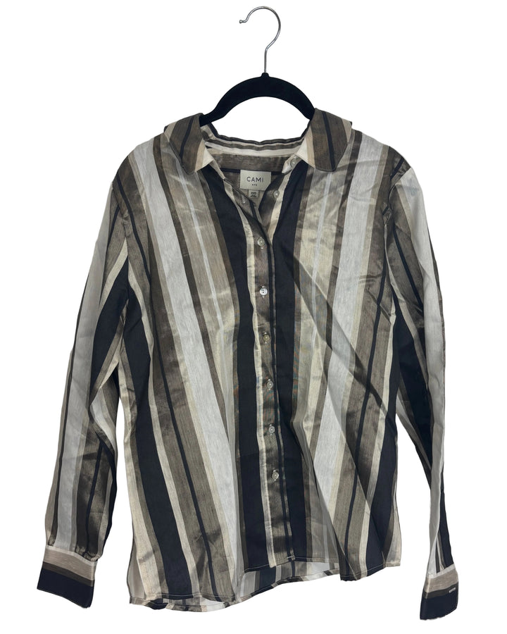 Metallic Striped Button Up- Size 00/0