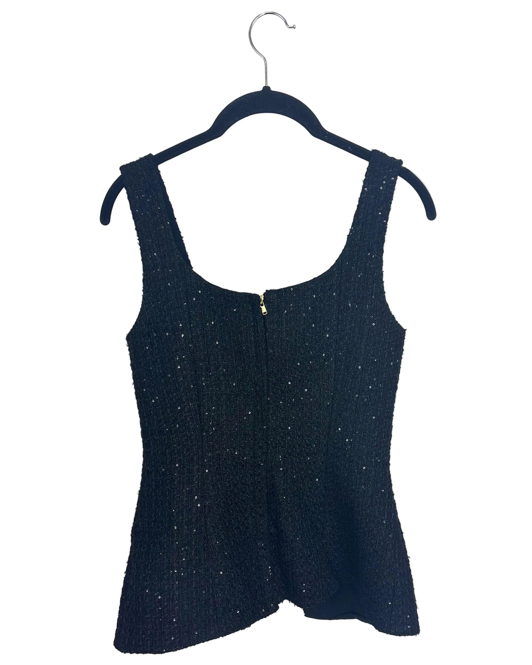 Black Tweed Top with Buttons- Size 2/4