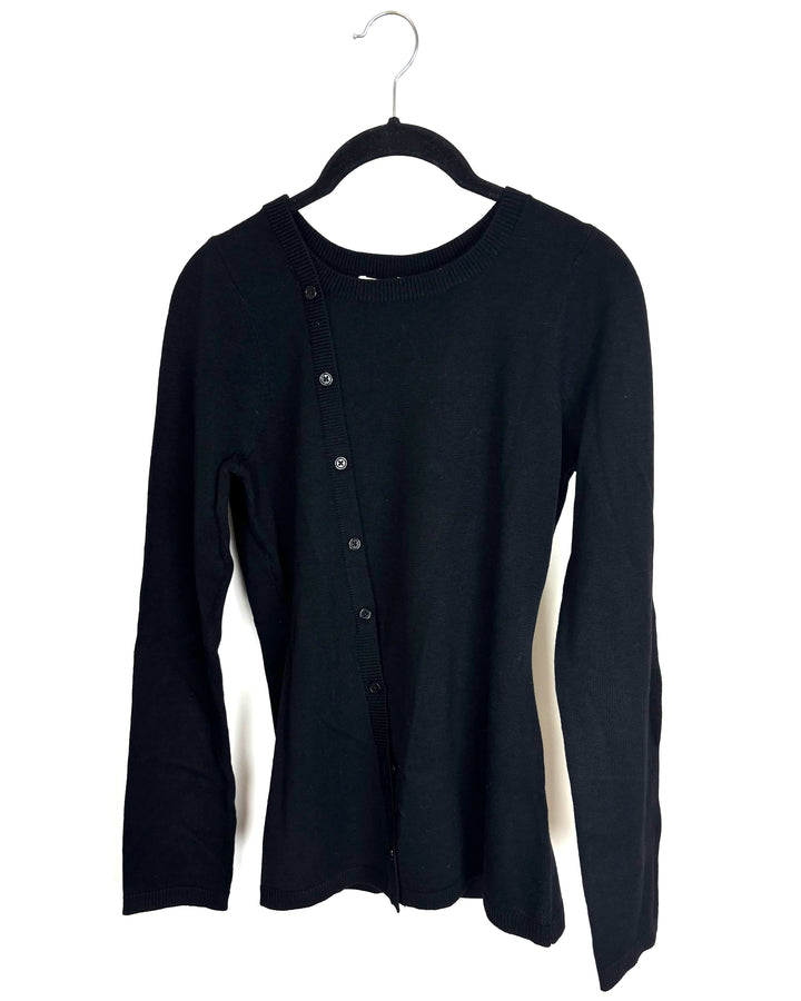 Black Sweater with Faux Button Detailing- Size 0/2