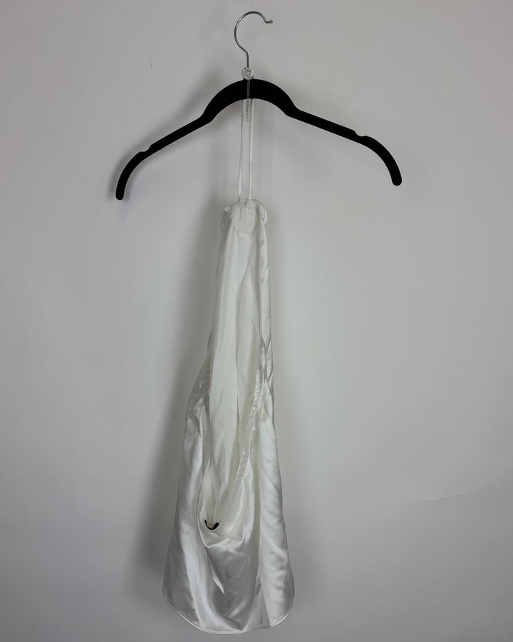 White Halter Top with Rose- Size 8/10 and 10/12