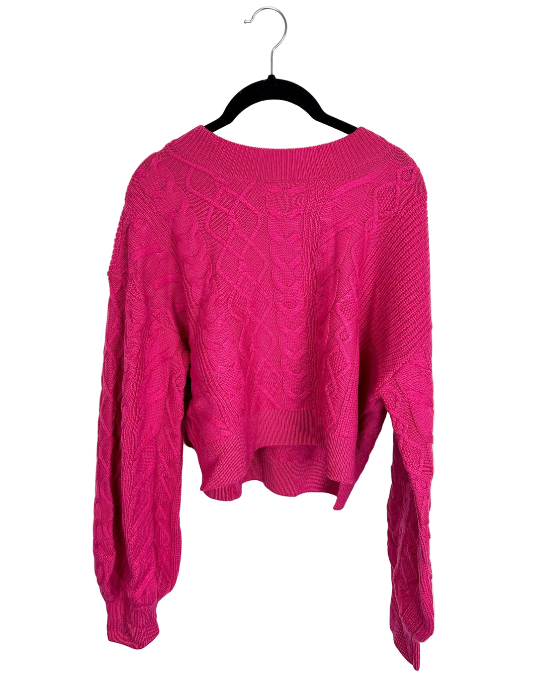 Bright Pink Cable Knit Sweater - Size 6/8