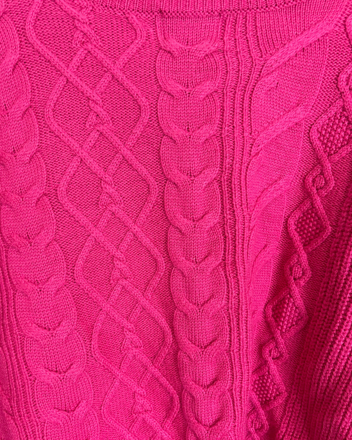 Bright Pink Cable Knit Sweater - Size 6/8