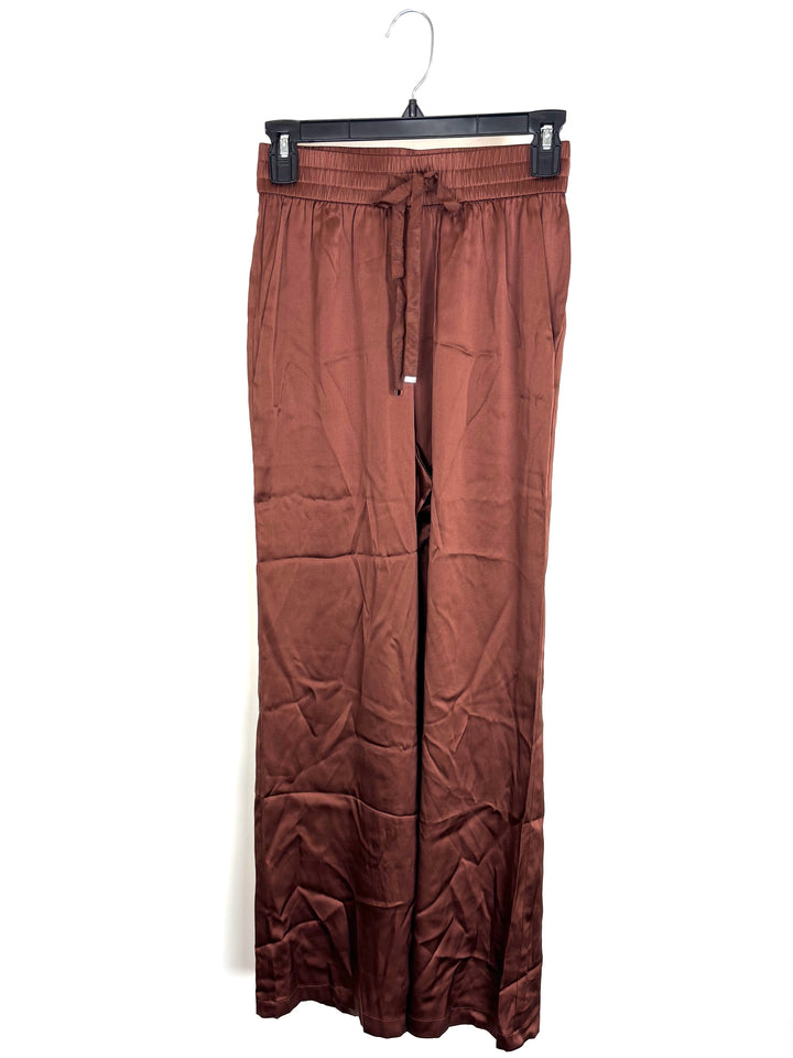 Silk Drawstring Wide Leg Pants - Size 00/0