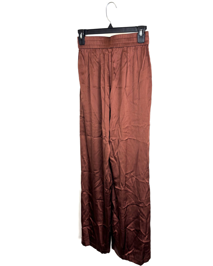 Silk Drawstring Wide Leg Pants - Size 00/0