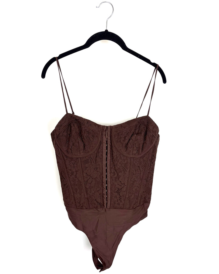 Brown Lace Corset Bodysuit- Size 10