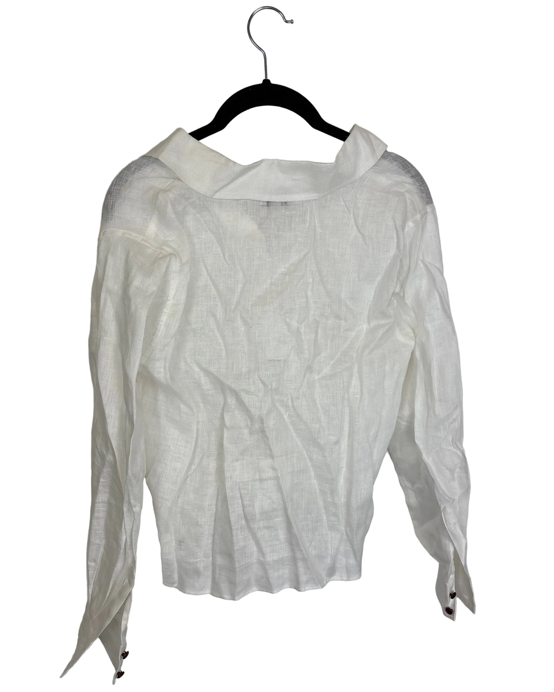 White Linen Button Up Tie Top- Size 0/2