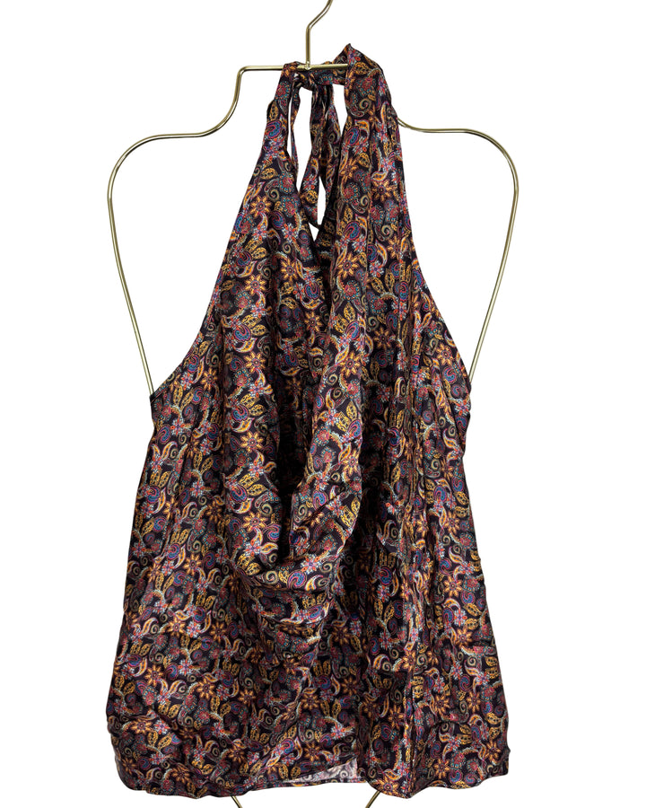 Abstract Print Silk Cowl Neck Top- Size 2/4 and 6/8