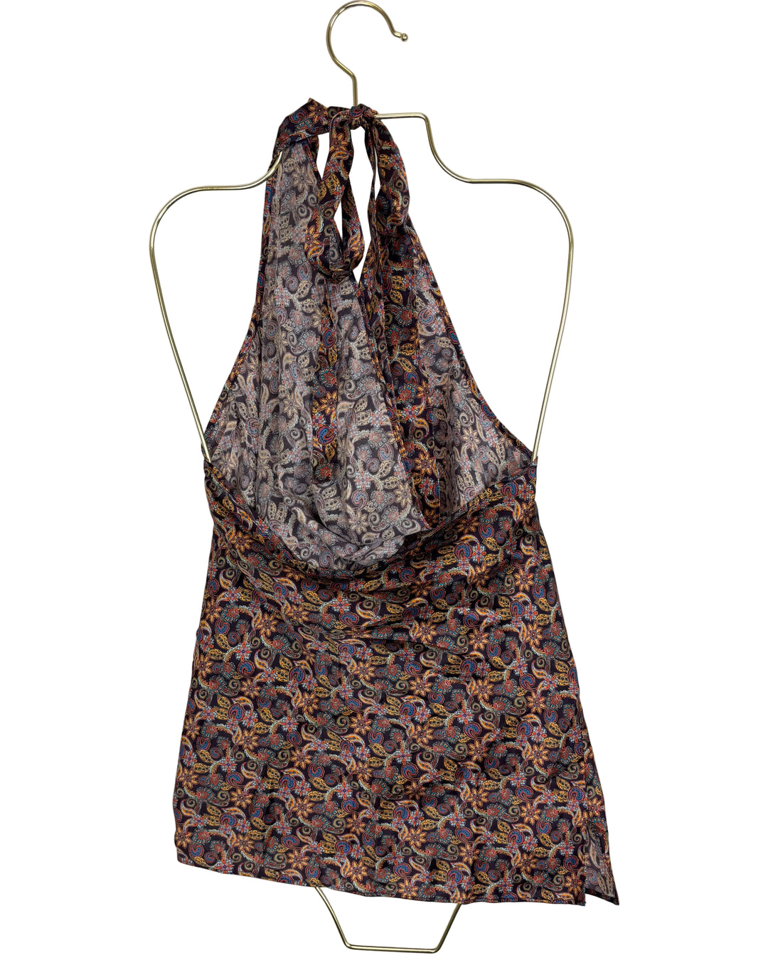 Abstract Print Silk Cowl Neck Top- Size 2/4 and 6/8