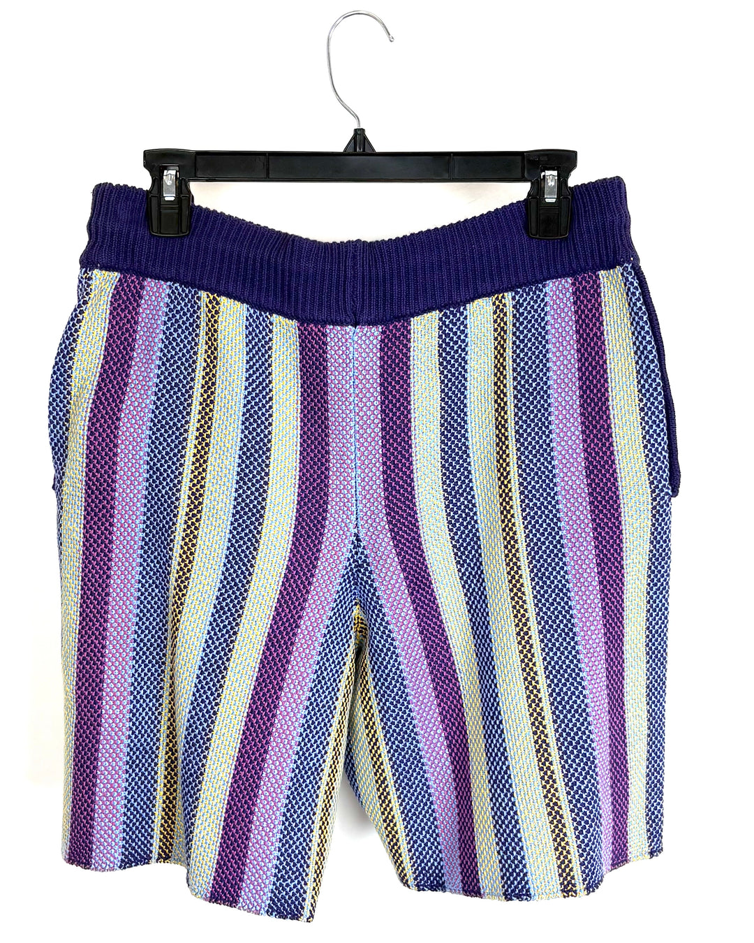 Purple and Yellow Knit Stripe Shorts - Size 6/8