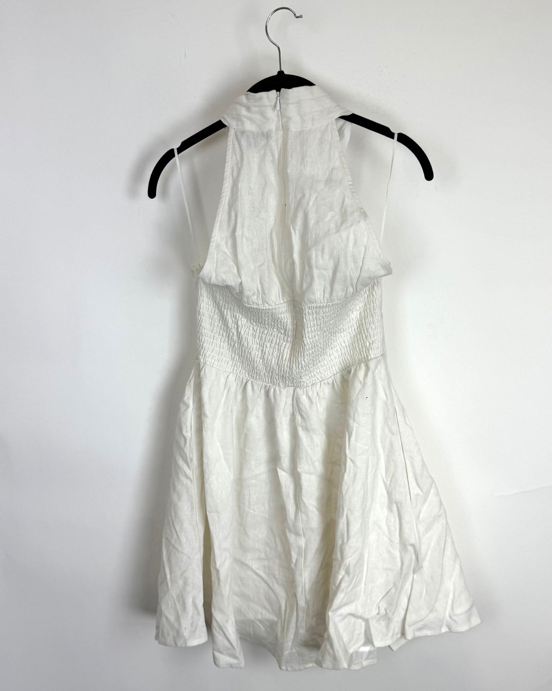 White Smocked Halter Mini Dress - Size 2/4