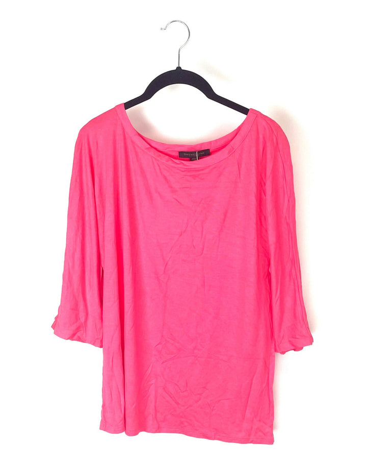 Pink Cropped Sleeve Loungewear Top - Small