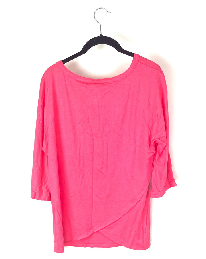 Pink Cropped Sleeve Loungewear Top - Small