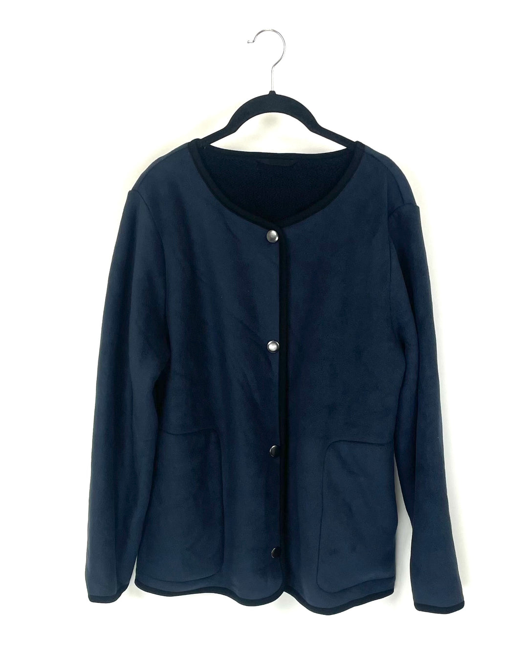 Dark Blue Button Up Fleece Jacket - Size 6/8