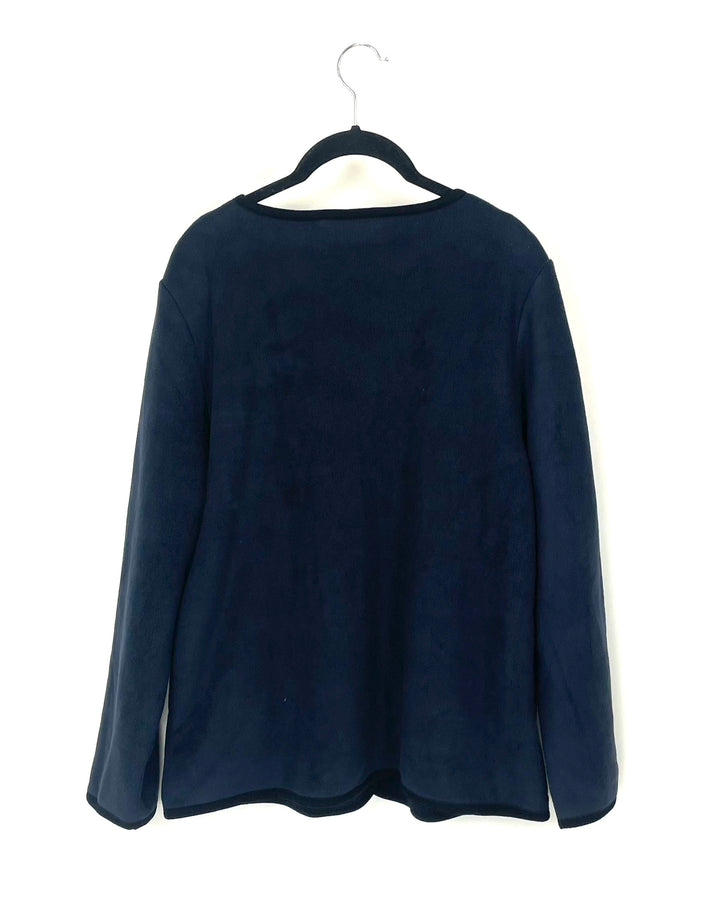 Dark Blue Button Up Fleece Jacket - Size 6/8