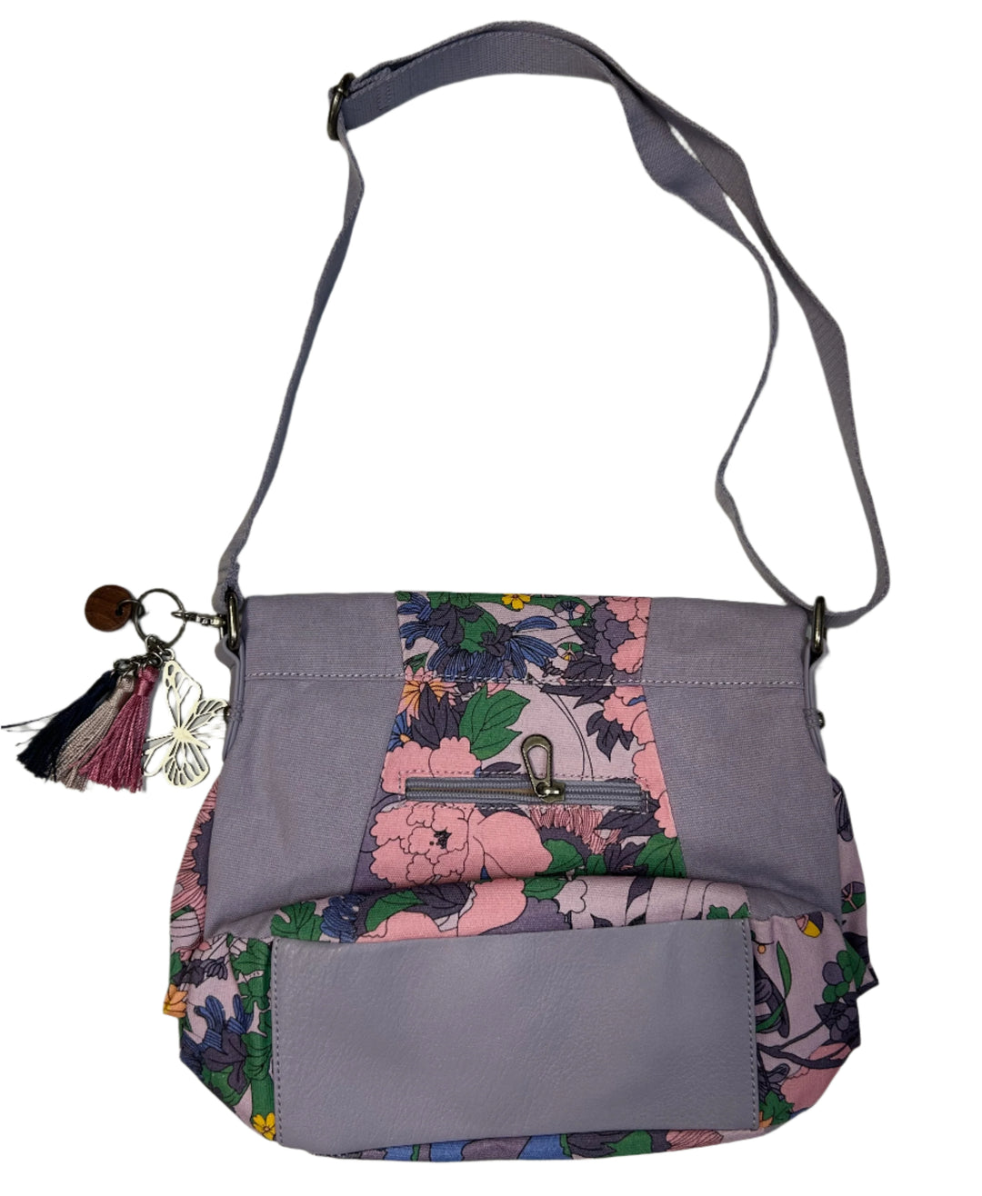 Purple Floral Print Crossbody Bag
