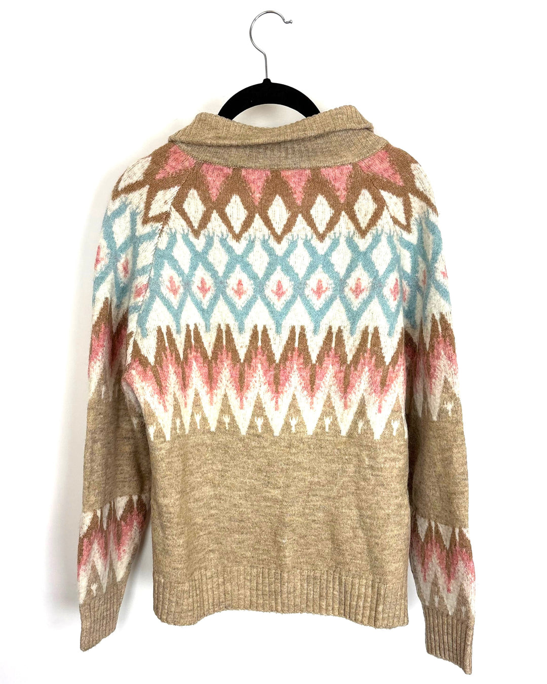 Geometric Pattern Quarter Zip Sweater - Size 4/6