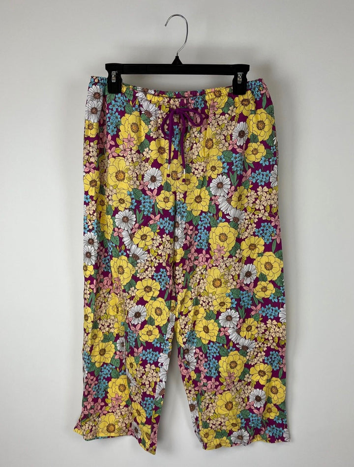 Purple Floral Lounge Pants - Size 6-8