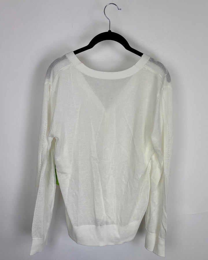 White Sheer Long Sleeve Cardigan - Size 4/6