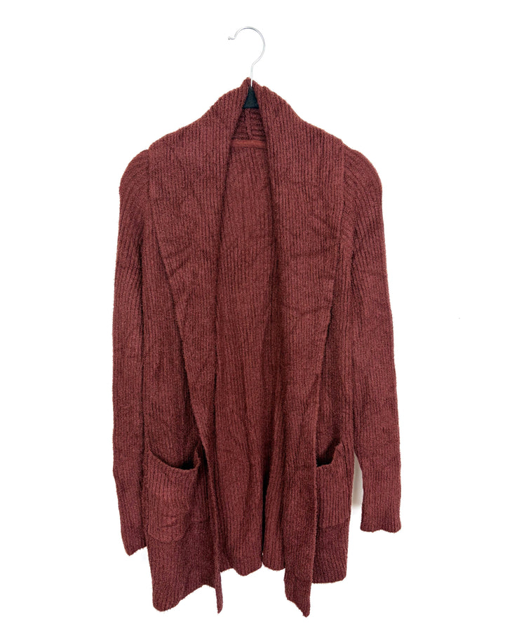 Dark Mahogany Open Front Cardigan - Size 2/4