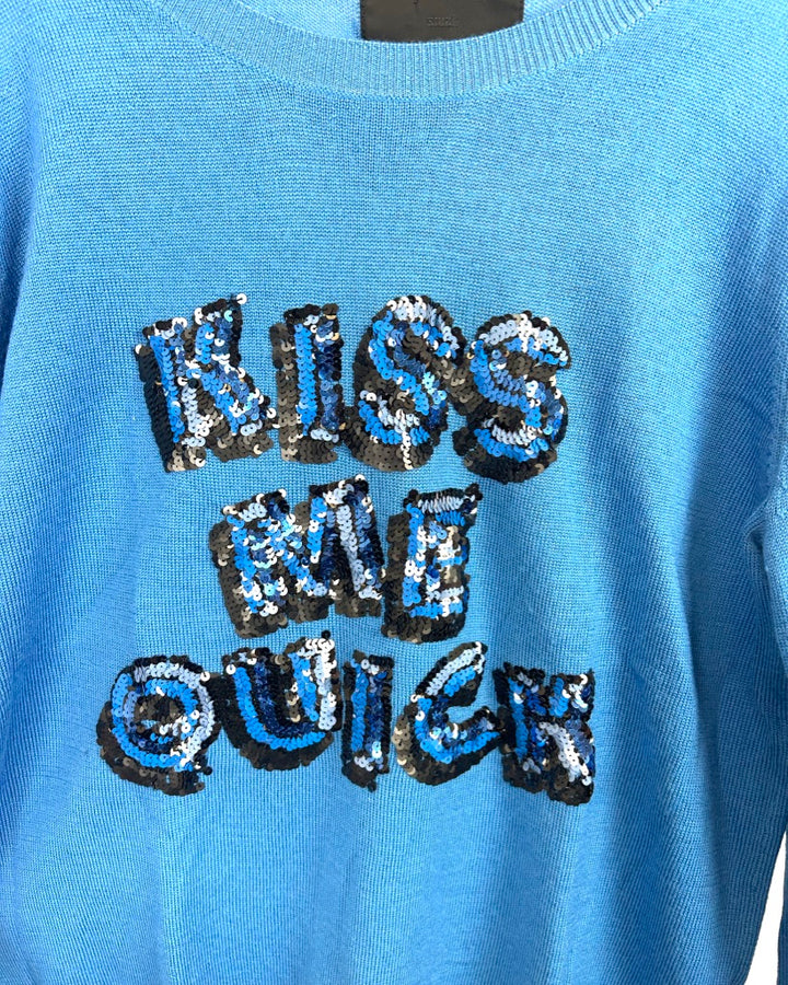 Marcus Lupfer Blue "Kiss Me Quick" Sweater - Size Small