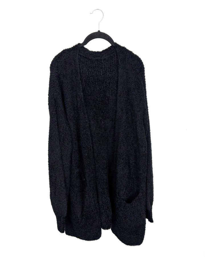 Black Open Front Cardigan - Size 8/10
