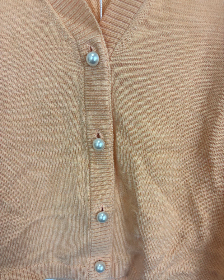Pastel Orange Pearl Button Cardigan - Size 0/2