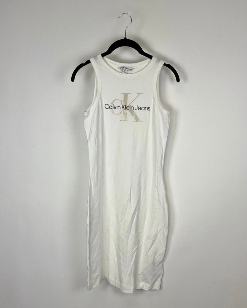 White Bodycon Logo Dress - Small