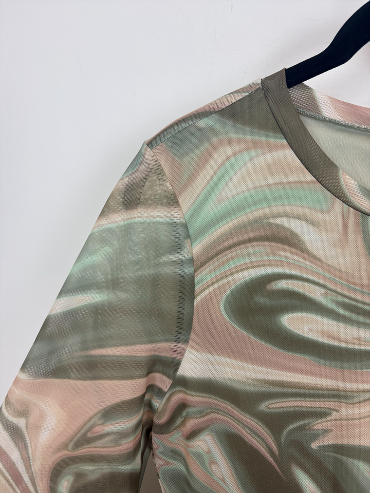 Sage Marble Print Dress - Size 4/6
