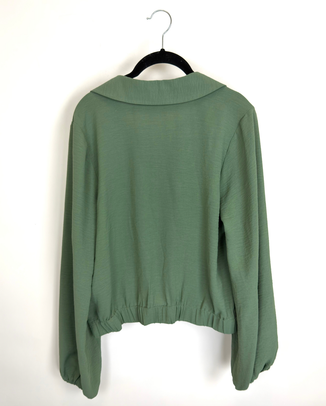 Sage Green V-Neck Blouse - Size 4/6