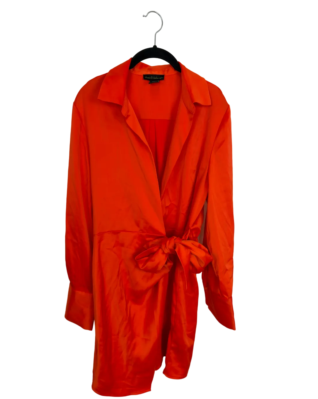 Orange Long Sleeve Wrap Dress - Size 6/8