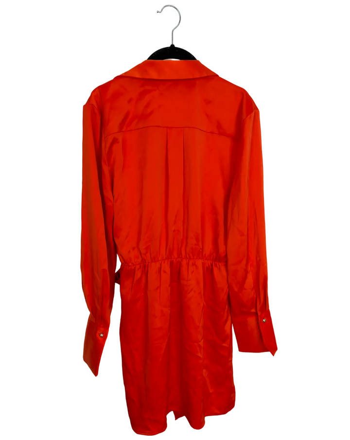 Orange Long Sleeve Wrap Dress - Size 6/8
