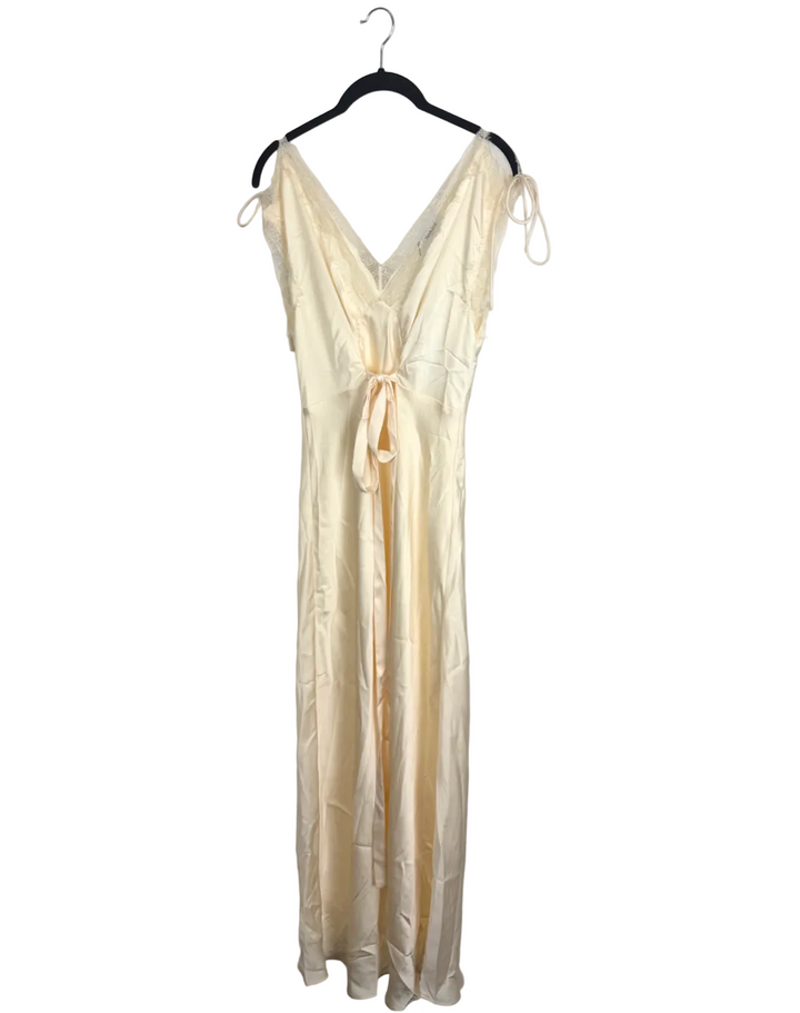 Pale Cream Lace Tie Dress - Size 0/2